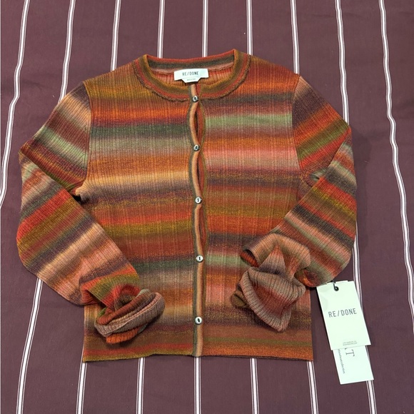 RE/DONE Crewneck Cardi in Fire Combo - Picture 4 of 8